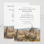 Invitation Barcelona Skyline Watercolor Bachelorette Weekend (Devant / Derrière)