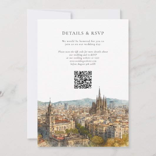 Invitation Barcelona Watercolor QR Code Wedding (Dos)