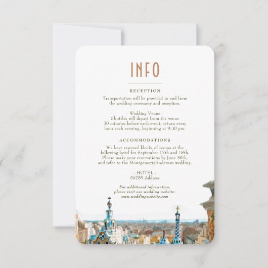 Invitation Barcelone Insérer des détails INFO Espagne Mariage (Devant)