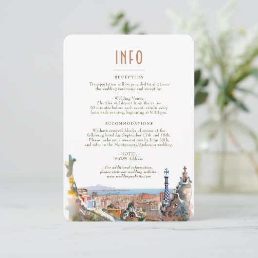 Invitation Barcelone Insérer INFO Détails Espagne Mariage Inv (Debout devant)