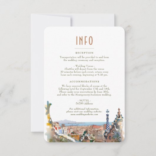 Invitation Barcelone Insérer INFO Détails Espagne Mariage Inv (Devant)