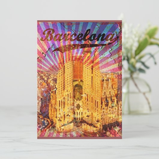 Invitation Barcelone, Spain, Vintage affiche (Debout devant)