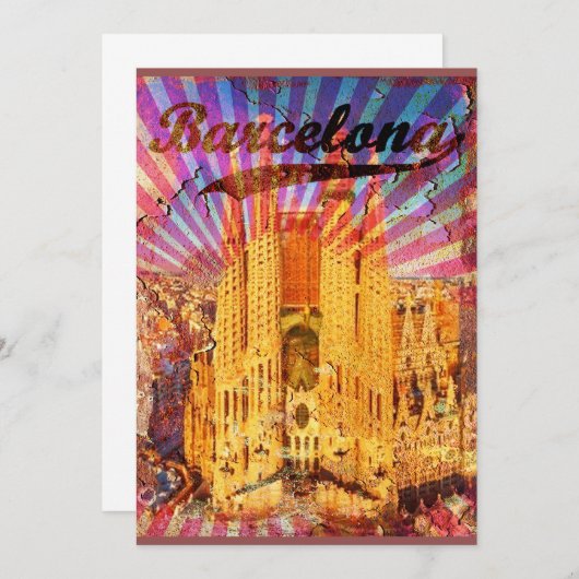 Invitation Barcelone, Spain, Vintage affiche (Devant / Derrière)