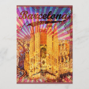 Invitation Barcelone, Spain, Vintage affiche