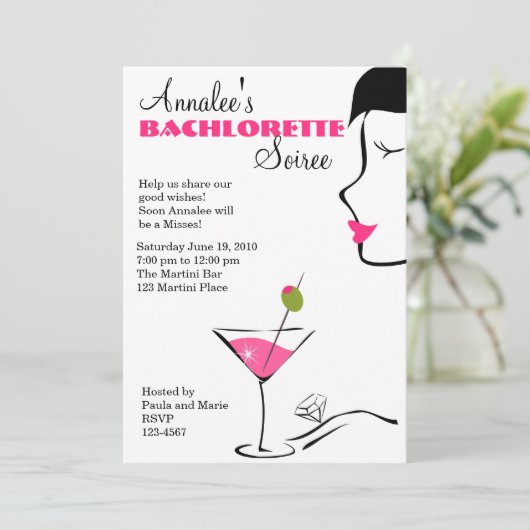 Invitation Barchlorette Martini Soiree (Debout devant)