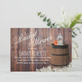 Invitation Baril à vin de campagne et Fête des mariées à fleu (Debout devant)