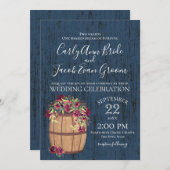 Invitation Baril de bois rustique Rose (Devant / Derrière)