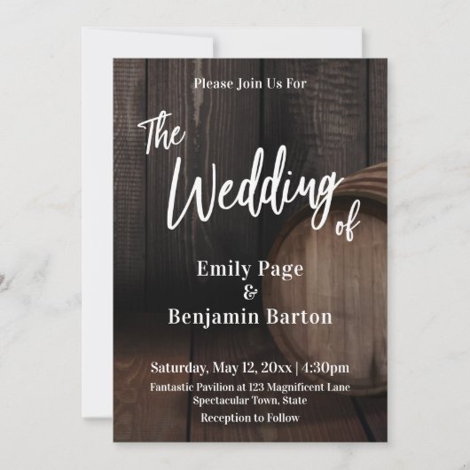 Invitation Baril de vin de bois Décontracté écriture manuscri (Devant)