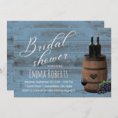 Invitation Baril de vin Rustique Dusty Blue Barn Fête des mar (Devant / Derrière)