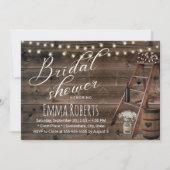 Invitation Baril de vin rustique et Fête des mariées d'échell (Devant)