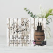 Invitation Baril de vin rustique Fête des mariées de bois Pat (Debout devant)