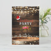 Invitation Baril en bois rustique et lumières Bébé' Respirati (Debout devant)