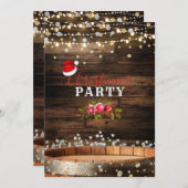 Invitation Baril en bois rustique et lumières Bébé' Respirati (Devant / Derrière)