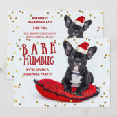 Invitation BARK Humbug mignonne Bulldog Noël Party (Devant / Derrière)