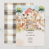 Invitation Barn Animaux de la ferme numérique aquarelle  (Devant / Derrière)