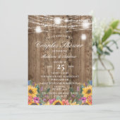 Invitation Barn Bois & Tournesol Rustique Couple Douche (Debout devant)