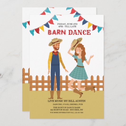 Invitation Barn Dance (Devant / Derrière)