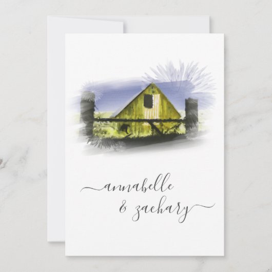 Invitation *~* Barn Drapeau américain RSVP QR AR19 Mariage (Devant)