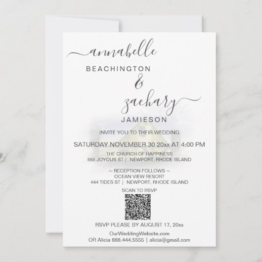 Invitation *~* Barn Drapeau américain RSVP QR AR19 Mariage (Dos)