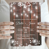 Invitation Barn Lace Rustic Wood String Light Country Wedding