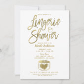 Invitation Barn Rustique Bois Glam Or Lingerie Douche Invitat (Devant)