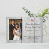 Invitation Barn Wood Rose Heart Photo Après Mariage (Debout devant)