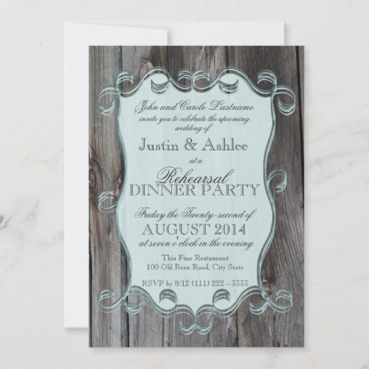 Invitation Barn Wood Sign Rehearer Diner Party (Devant)