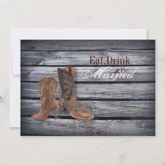 Invitation Barn Wood Western Cowboy Dîner de répétition maria (Dos)