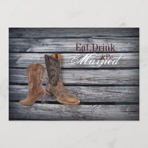 Invitation Barn Wood Western Cowboy Dîner de répétition maria