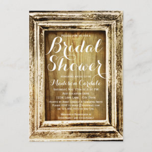 Invitation Barne à cadre rustique Bois Bridal Douche Invitati