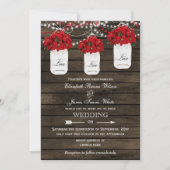 Invitation Barne bois poinsettias mason jarre mariage rustiqu (Devant)