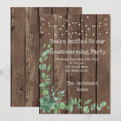 Invitation Barne Bois Rustique Eucalyptus Fête de réchauffeme (Devant / Derrière)