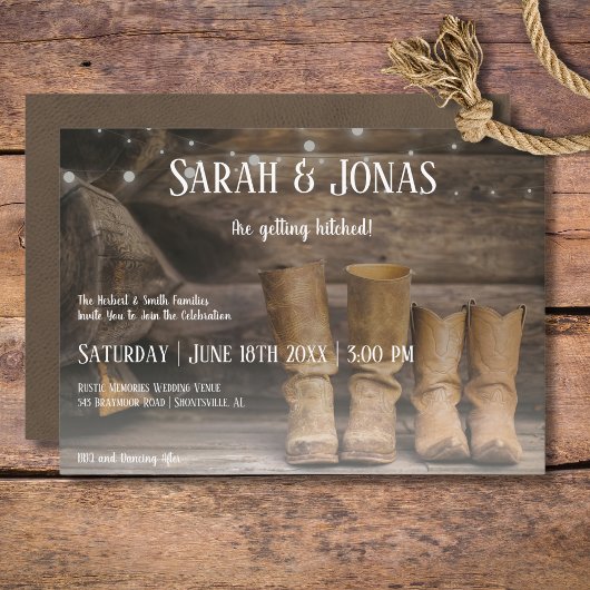 Invitation Barne & Bottes Rustique Cowboy Mariage de l'Ouest