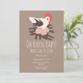 Invitation Barne de coq Animaux de ferme Baby shower d'art (Debout devant)