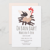 Invitation Barne de coq Animaux Ferme Baby shower Art Invitat (Devant / Derrière)