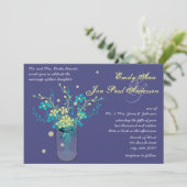 Invitation Barne Mariage Marine Aqua Fleur Jaune Mason Jar (Debout devant)
