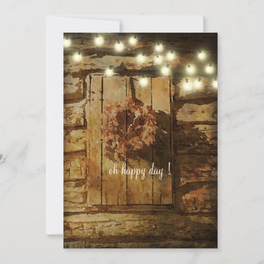 Invitation Barne rustique avec lumières à cordes (Dos)