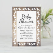 Invitation Barne rustique Bois blanc Pays Laurel Baby shower (Debout devant)