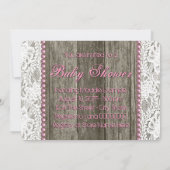 Invitation Barne rustique Perles roses de bois et Baby shower (Dos)