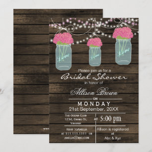 Invitation Barnwood bleu mason jarre rustique nuptiale