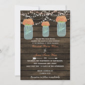 Invitation Barnwood, corail mason pot mariage invite (Devant)