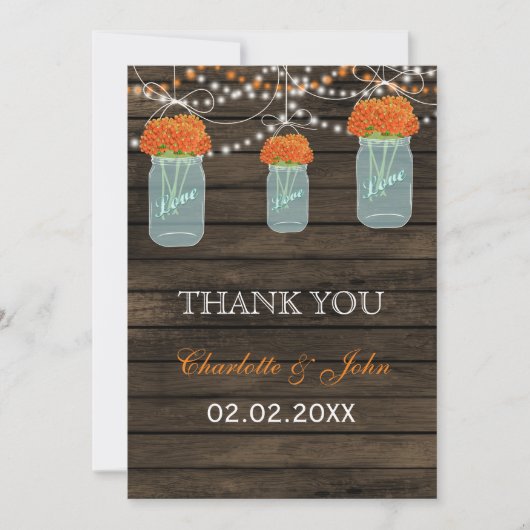 Invitation Barnwood  de mason orange Merci (Devant)