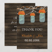 Invitation Barnwood  de mason orange Merci (Devant / Derrière)