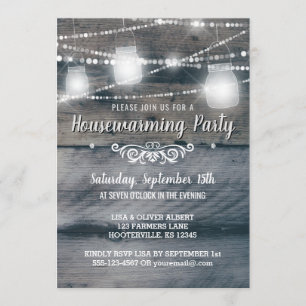 Invitation Barnwood Lights Jars Parti rustique du réchauffeme