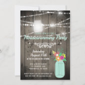 Invitation Barnwood Lights Mint Mason Jar Réchauffement domes (Devant)
