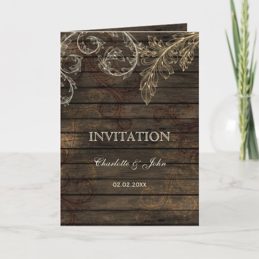 Invitation Barnwood, Mariage rustique florissant invite (Devant)