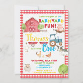 Invitation Barnyard 1er anniversaire fête mignonne animaux de (Devant)