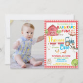 Invitation Barnyard 1er anniversaire fête mignonne ferme (Devant)