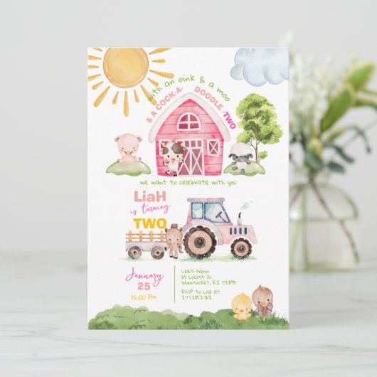 Invitation Barnyard 2e anniversaire (Debout devant)