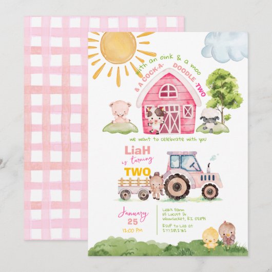 Invitation Barnyard 2e anniversaire (Devant / Derrière)